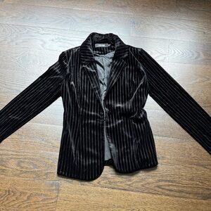 DO+BE Black Velvet Pinstripe Blazer